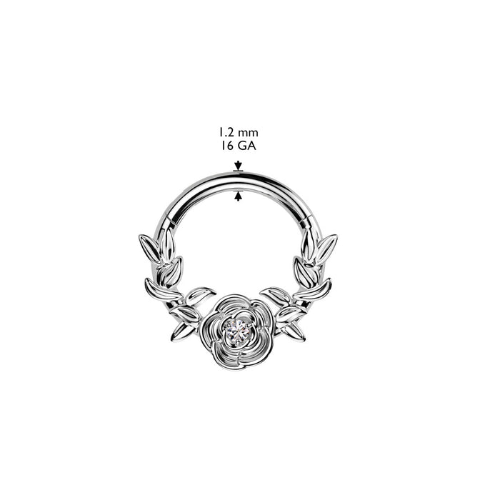 Titanium Rose Hinged Ring 16G