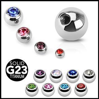 Body Jewelry - Titanium Threaded Gem Ball