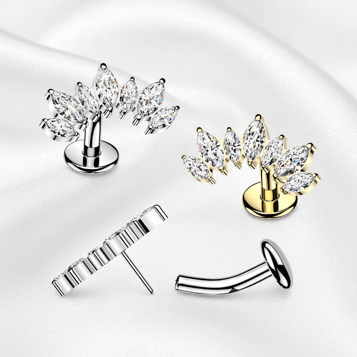 Titanium Threadless 7 Marquise Floating Belly Bar