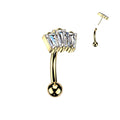 Titanium Threadless Baguette Curve 16G