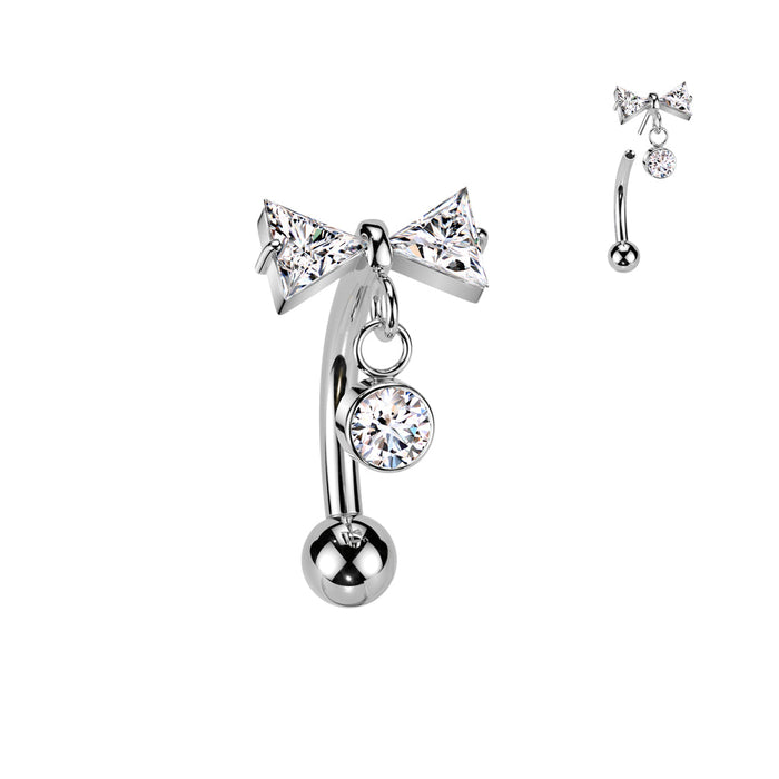 Titanium Threadless Bow Curve 16G
