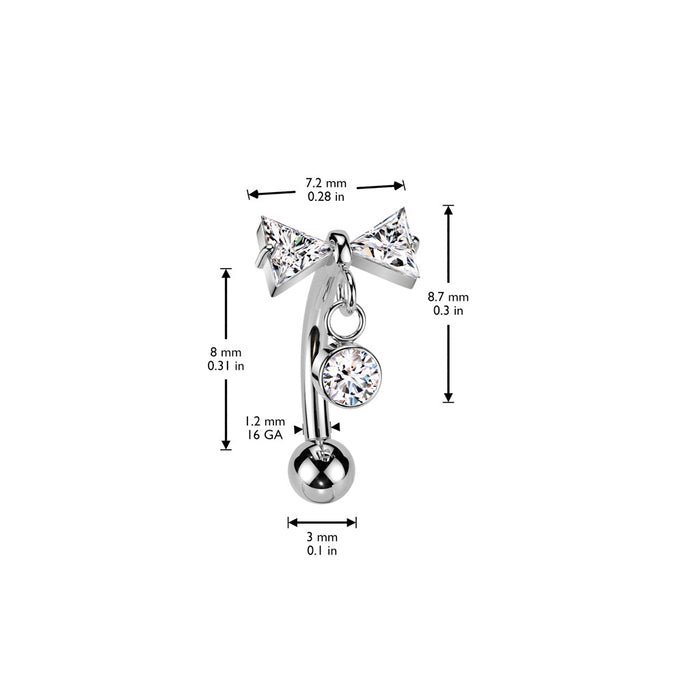 Titanium Threadless Bow Curve 16G