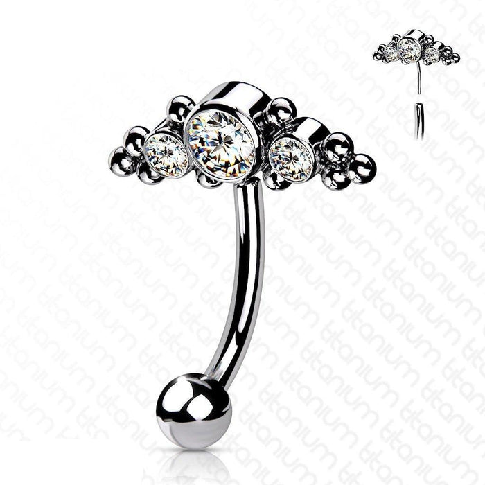 Body Jewelry - Titanium Threadless Cluster Curve 16G 8mm