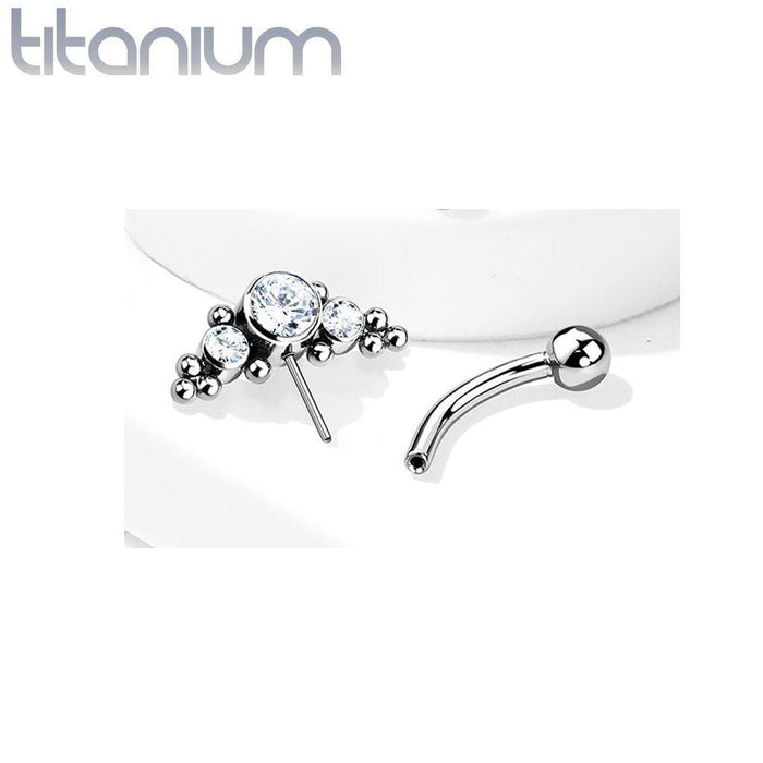 Body Jewelry - Titanium Threadless Cluster Curve 16G 8mm