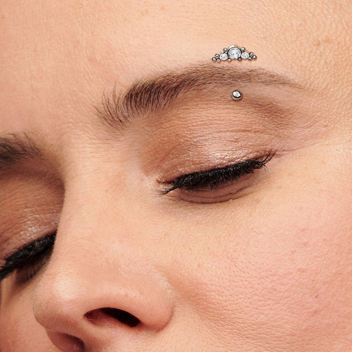 Body Jewelry - Titanium Threadless Cluster Curve 16G 8mm