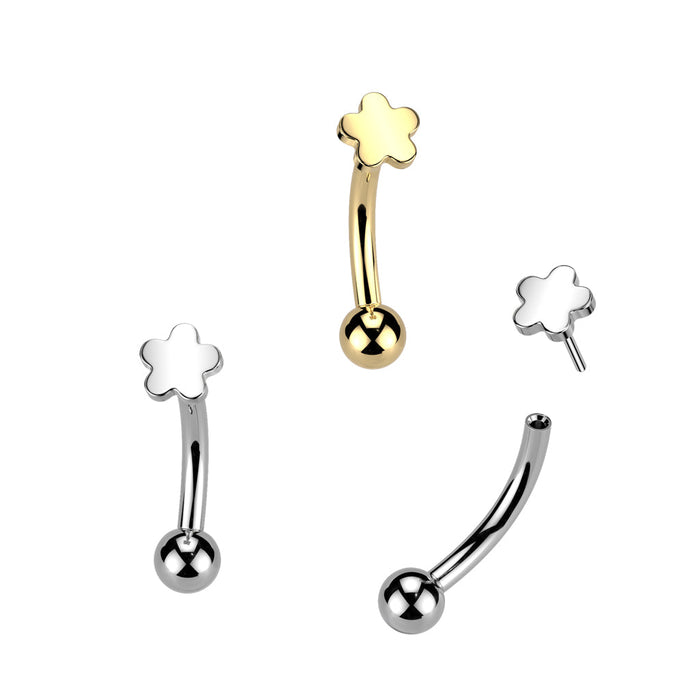 Titanium Threadless Flower Curve 16G
