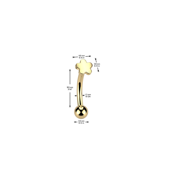 Titanium Threadless Flower Curve 16G