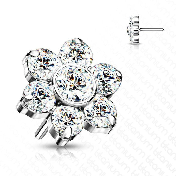 Body Jewelry - Titanium Threadless Flower End