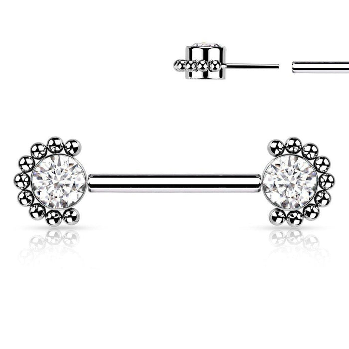 Body Jewelry - Titanium Threadless Gem Bead Nipple Bar