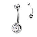 Body Jewelry - Titanium Threadless Gem Belly Bar 14G
