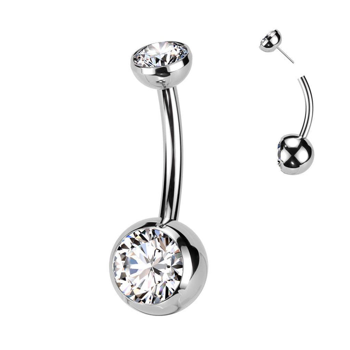 Body Jewelry - Titanium Threadless Gem Belly Bar 14G