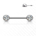 Body Jewelry - Titanium Threadless Gem Nipple Bar 14G