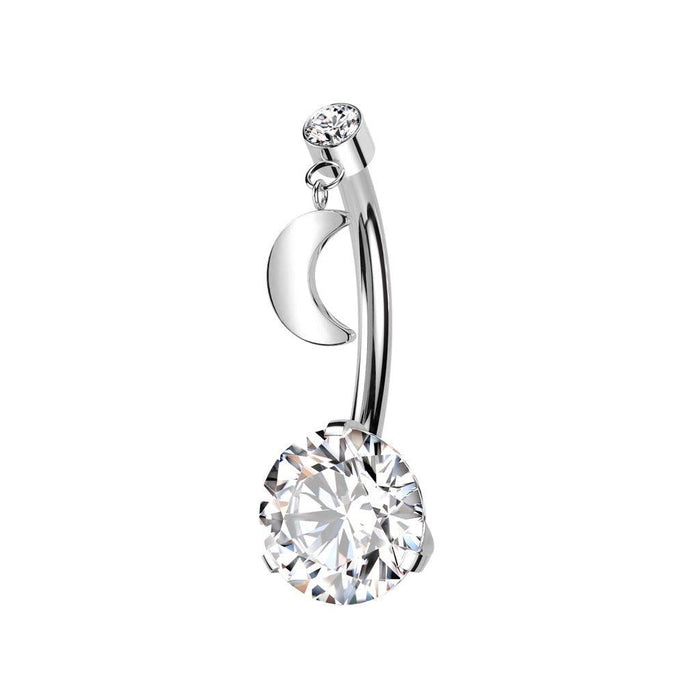 Body Jewelry - Titanium Threadless Moon Belly Bar 14G