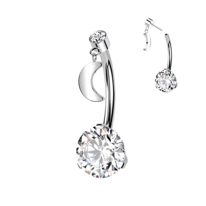 Body Jewelry - Titanium Threadless Moon Belly Bar 14G