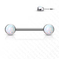 Body Jewelry - Titanium Threadless Opal Nipple Bar 14G