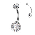 Body Jewelry - Titanium Threadless Prong Belly Bar 14G