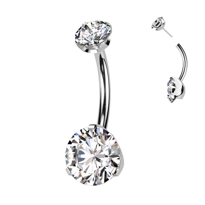 Body Jewelry - Titanium Threadless Prong Belly Bar 14G