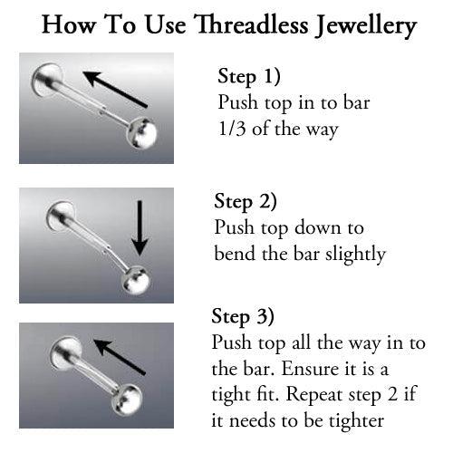Body Jewelry - Titanium Threadless Prong Gem Labret