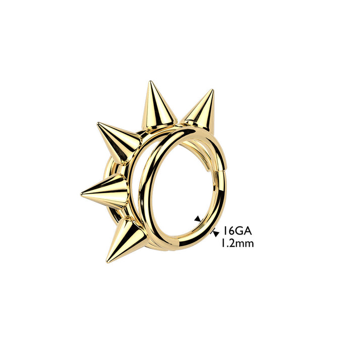 Titanium triple Hoop Spike Hinged Ring