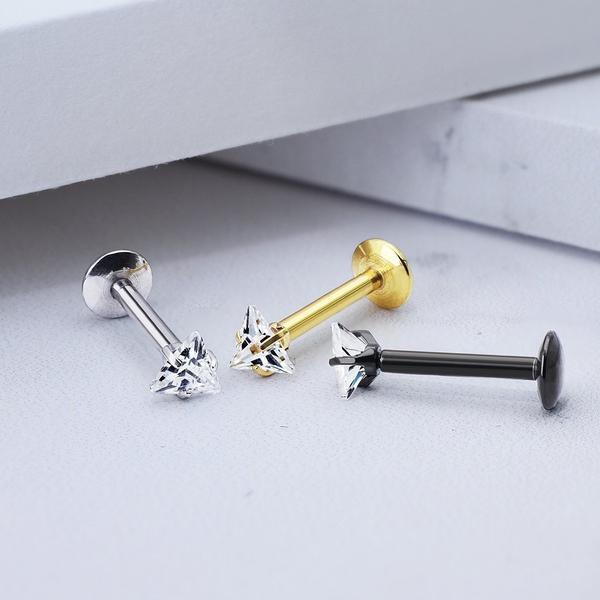 Body Jewelry - Triangle Gem Labret 16G