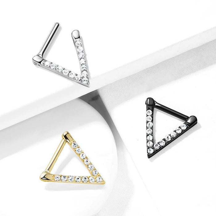 Body Jewelry - Triangle Paved Septum Clicker 16G