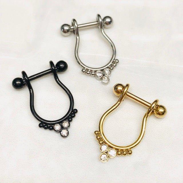 Body Jewelry - Triple Gem Drop Cartilage Cuff 16G