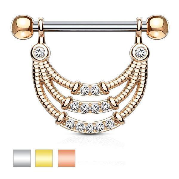 Body Jewelry - Triple Line Nipple Dangle 14G