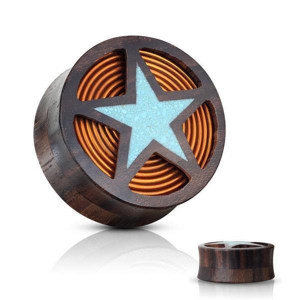 Body Jewelry - Turquoise Star Plug 00G-1"