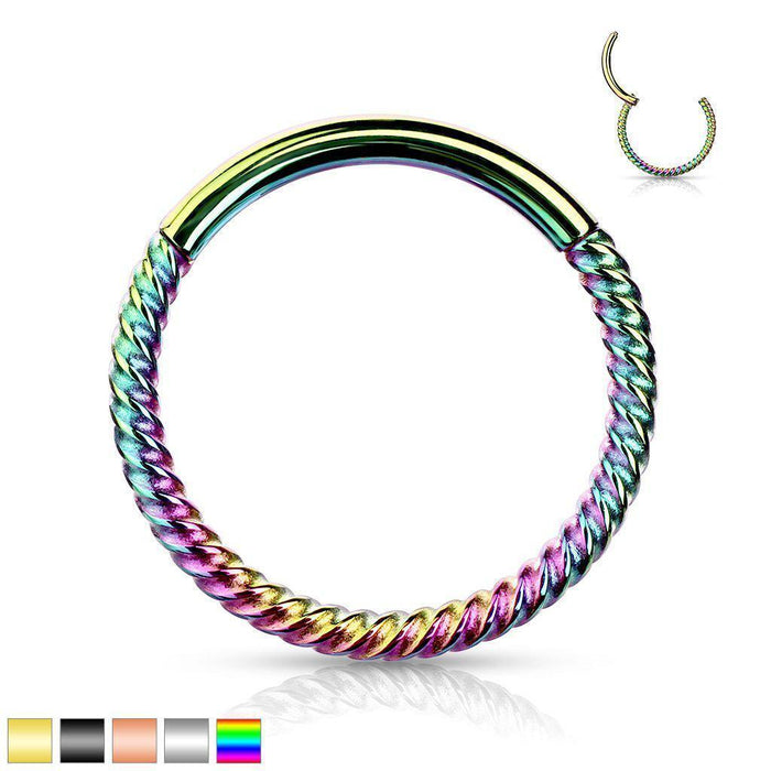 Body Jewelry - Twisted Hinged Ring 18G 16G