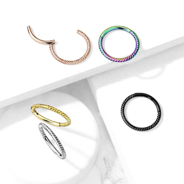 Body Jewelry - Twisted Hinged Ring 18G 16G