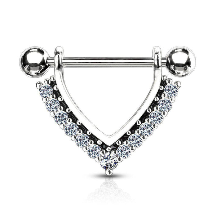 Body Jewelry - Two Tone Paved Nipple Dangle 14G