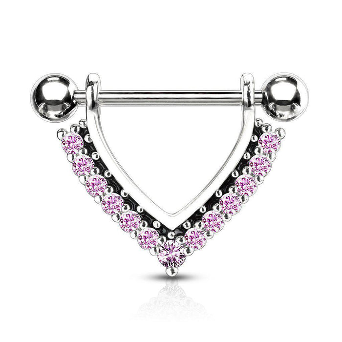 Body Jewelry - Two Tone Paved Nipple Dangle 14G
