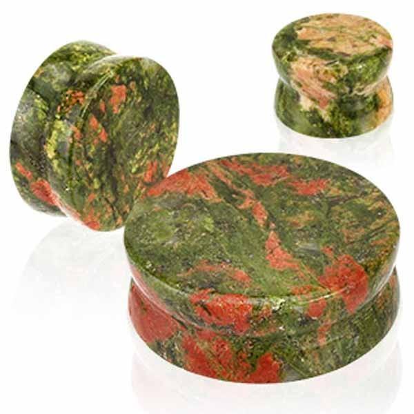 Body Jewelry - Unakite Stone Plug 8G-1"