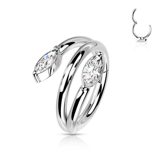 Body Jewelry - Vine Gem Hinged Ring 16G