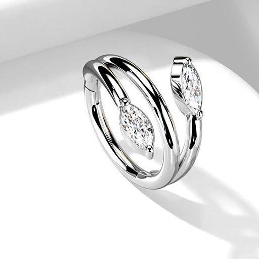 Body Jewelry - Vine Gem Hinged Ring 16G