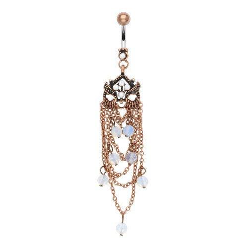 Body Jewelry - Vintage Bead And Chain Belly Bar