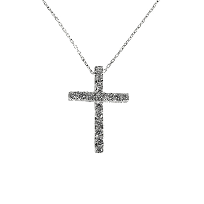 White Silver Cz Cross Pendant