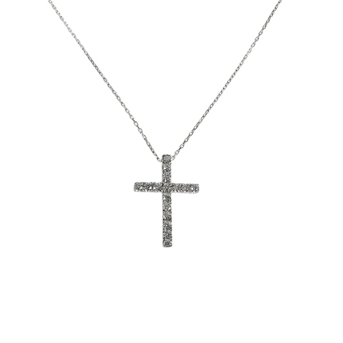 White Silver Cz Cross Pendant