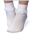 white socks with white eyelet trim on the cuff