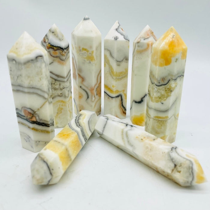 White & Yellow Calcite Tower Point Wholesale -Wholesale Crystals