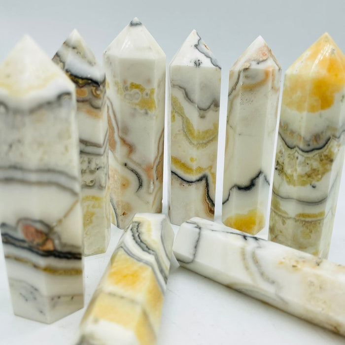 White & Yellow Calcite Tower Point Wholesale -Wholesale Crystals