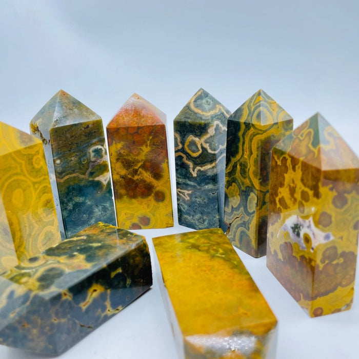 Yellow Ocean Jasper Four-Sided Tower Points Wholesale -Wholesale Crystals